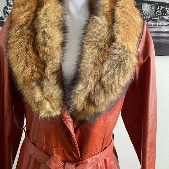 Vintage Leather & Fox Fur Maxi Coat (small) - Picture 3 of 8